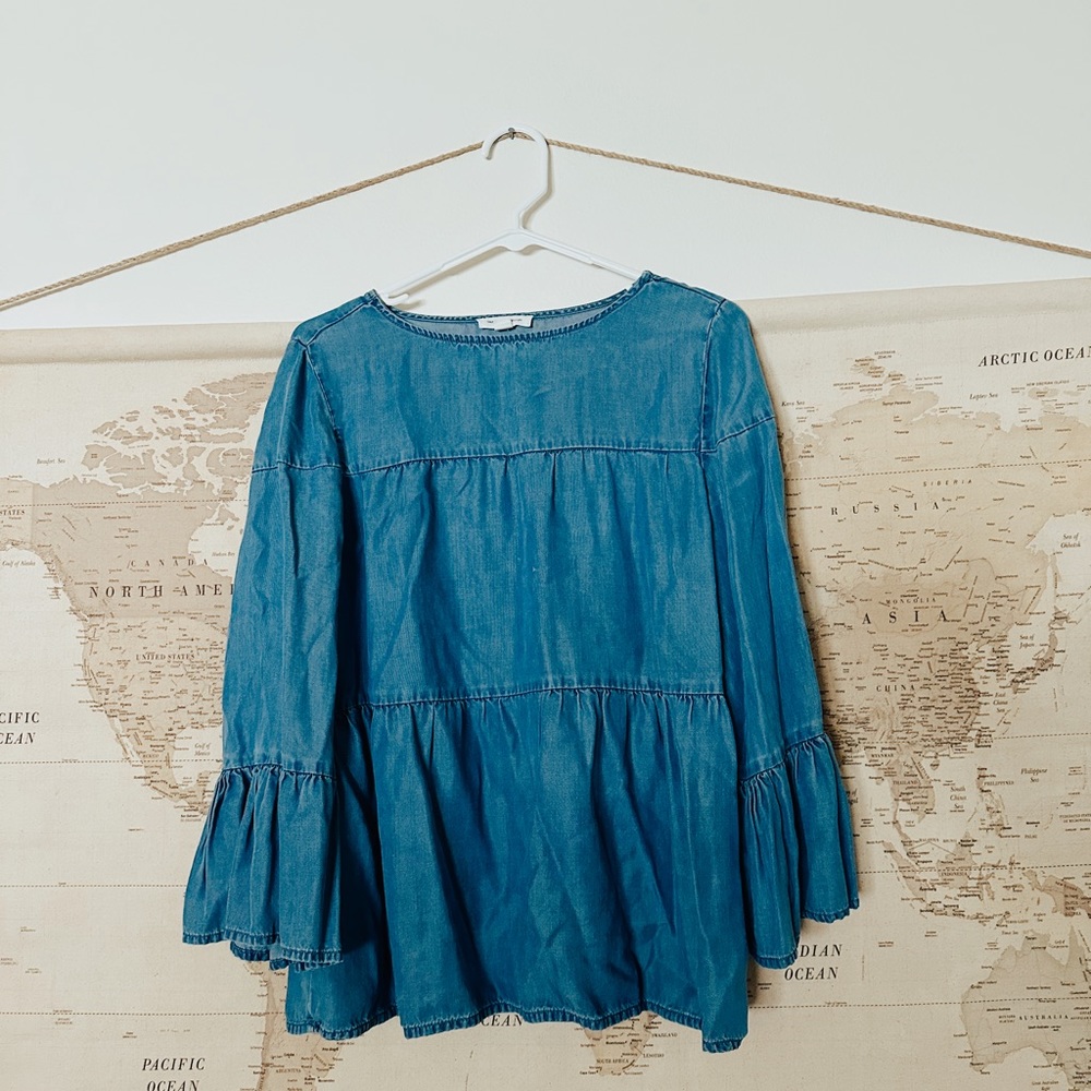 Jean ruffled Blouse